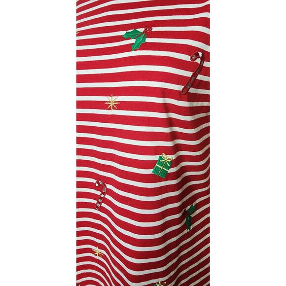 Talbots Womens 3/4 Sleeve Striped Top Christmas Holiday Size S - Picture 2 of 5